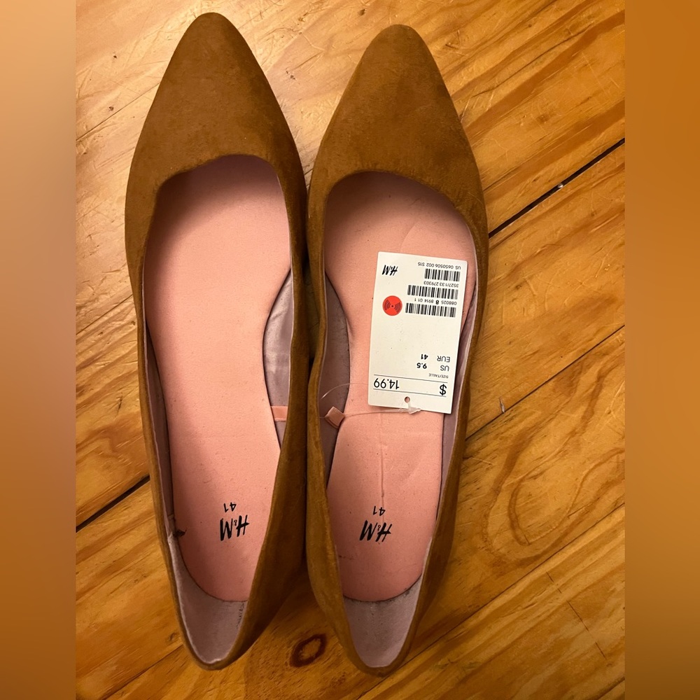 NWT H&M Brown Pointed Flat 9.5